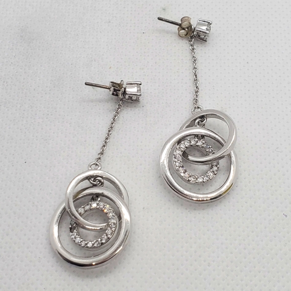 Source Unknown Jewelry - EARRINGS with rhinestones pendants in silver